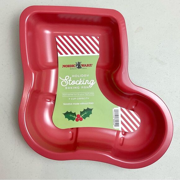 Nordicware Stocking Cake Pan New Red Holiday Christmas Baking Steel Nonstick - Picture 1 of 5